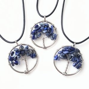 LAST ONE! Natural sodalite tree of life pendant necklace